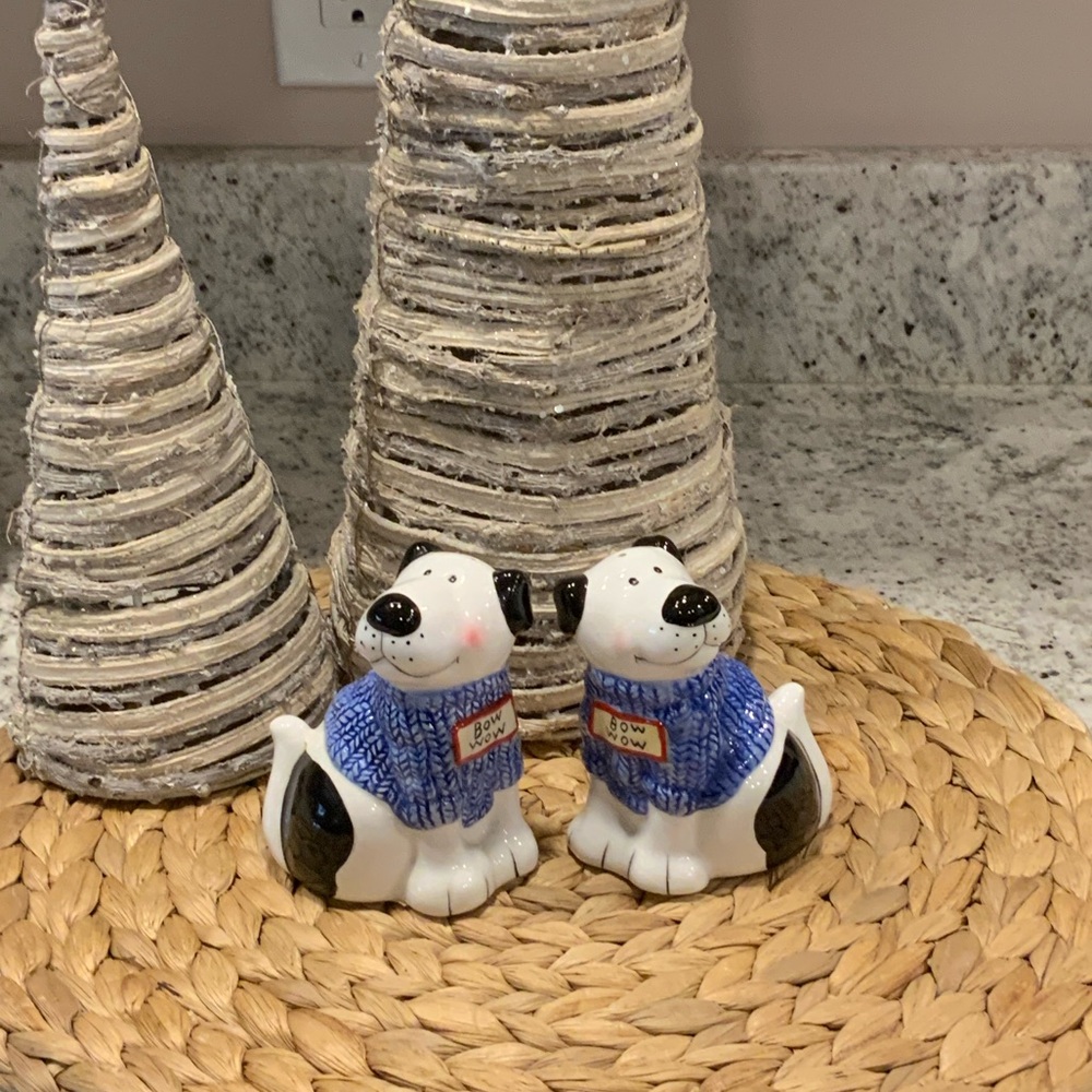 Blue and White Dog Figurines